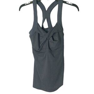 Athleta Crossover racerback lined athletic top, blue grey, size medium